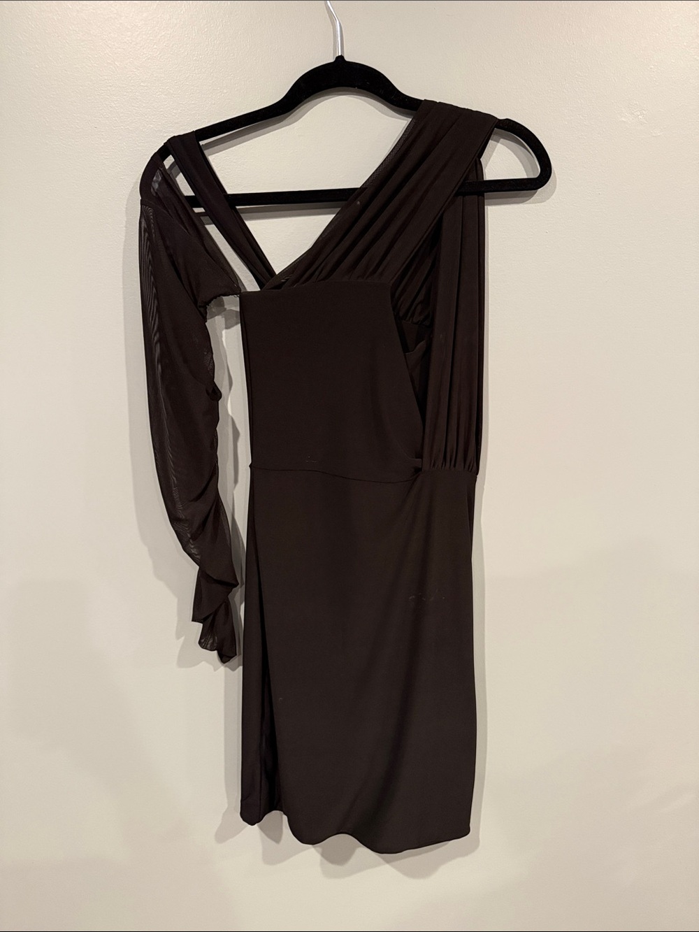 Club L London One-Shoulder Dark Brown Asymmetric Dress